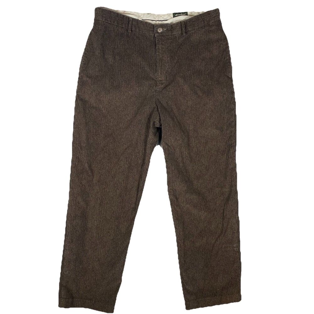 Vintage Eddie Bauer Pants Mens 36 (Fits 34) Brown Corduroy Straight Classic 90s